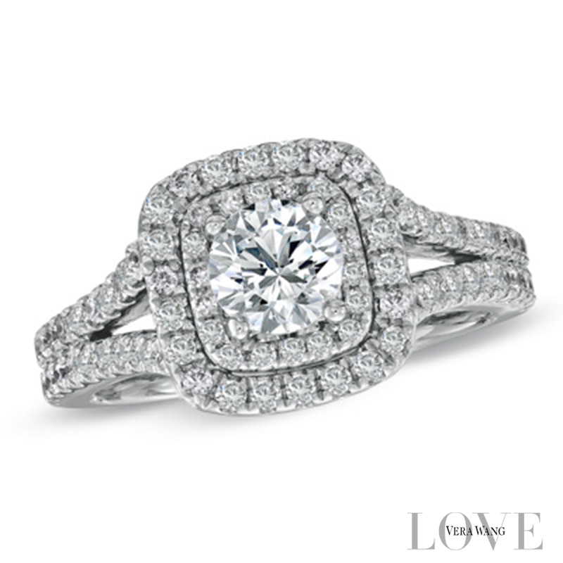 Vera Wang Love Collection 1.45 CT. T.W. Diamond Frame Split Shank Engagement Ring in 14K White Gold|Peoples Jewellers