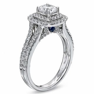 Vera Wang Love Collection 1.45 CT. T.W. Diamond Frame Split Shank Engagement Ring in 14K White Gold