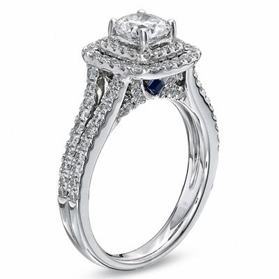 Vera Wang Love Collection 1.45 CT. T.W. Diamond Frame Split Shank Engagement Ring in 14K White Gold