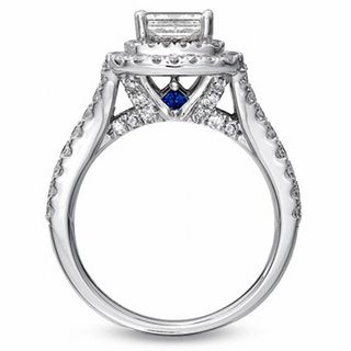 Vera Wang Love Collection CT. T.W. Princess-Cut Diamond Frame Split Shank Engagement Ring in 14K White Gold