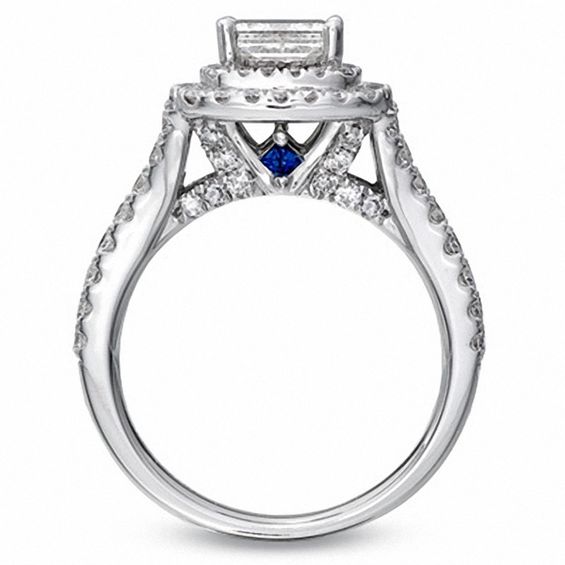 Vera Wang Love Collection CT. T.W. Princess-Cut Diamond Frame Split Shank Engagement Ring in 14K White Gold