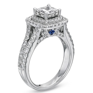 Vera Wang Love Collection CT. T.W. Princess-Cut Diamond Frame Split Shank Engagement Ring in 14K White Gold