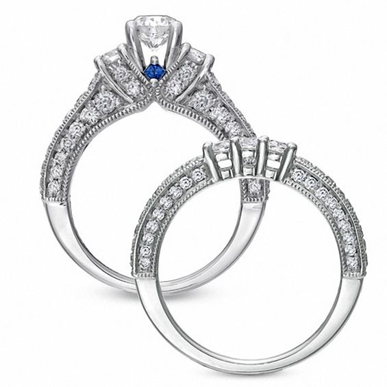 Vera Wang Love Collection CT. T.W. Diamond Three Stone Bridal Set in 14K White Gold