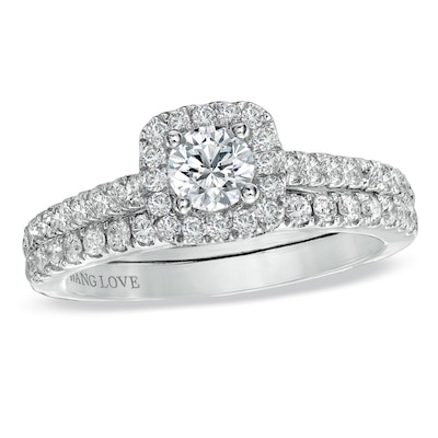 Vera Wang Love Collection 0.95 CT. T.W. Diamond Frame Bridal Set in 14K White Gold