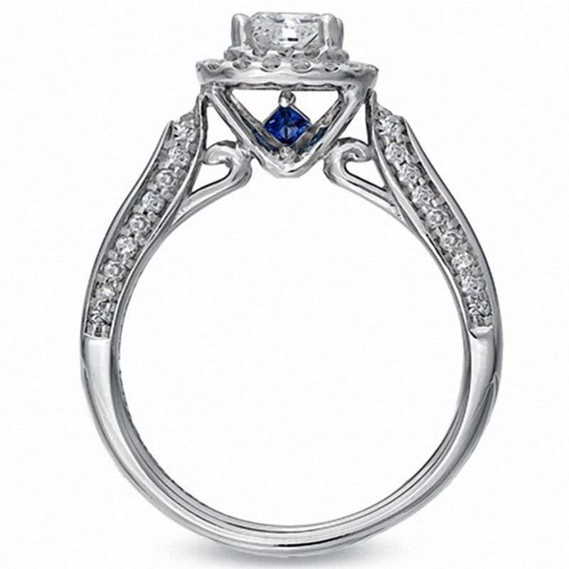 Vera Wang Love Collection 0.83 CT. T.W. Princess-Cut Diamond Double Frame Engagement Ring in 14K White Gold|Peoples Jewellers