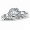 Vera Wang Love Collection 1.05 CT. T.W. Princess-Cut and Baguette Diamond Frame Engagement Ring in 14K White Gold