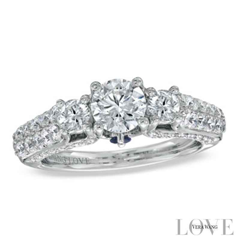 Vera Wang Love Collection 1.70 CT. T.W. Diamond Three Stone Engagement Ring in 14K White Gold|Peoples Jewellers