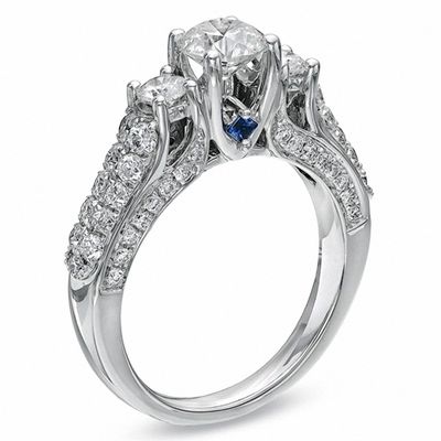 Vera Wang Love Collection 1.70 CT. T.W. Diamond Three Stone Engagement Ring in 14K White Gold