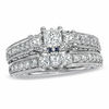 Thumbnail Image 1 of Vera Wang Love Collection 1.95 CT. T.W. Princess-Cut Diamond Three Stone Bridal Set in 14K White Gold