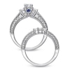 Thumbnail Image 2 of Vera Wang Love Collection 1.95 CT. T.W. Princess-Cut Diamond Three Stone Bridal Set in 14K White Gold