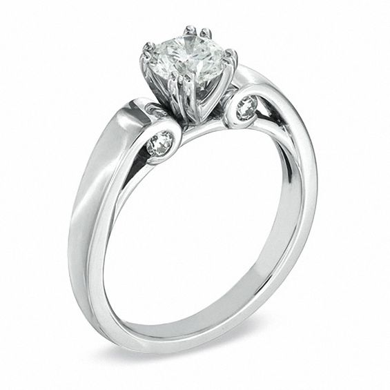 0.88 CT. T.W. Certified Canadian Diamond Engagement Ring in 14K White Gold (I/I1)