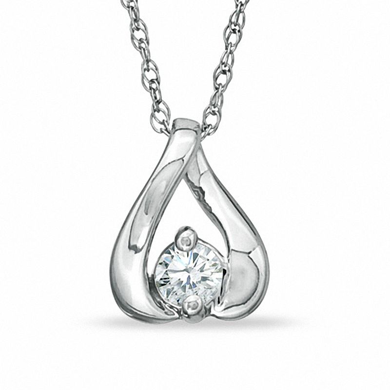 0.10 CT. Diamond Solitaire Kiss Pendant in 10K White Gold|Peoples Jewellers