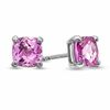 6.0mm Cushion-Cut Lab-Created Pink Sapphire Fashion Stud Earrings in 10K White Gold