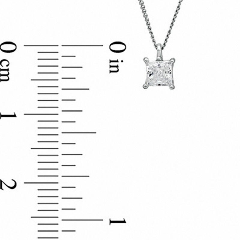 0.30 CT. Certified Princess-Cut Canadian Diamond Pendant in 14K White Gold (I/I2) - 17"