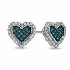 Thumbnail Image 0 of 0.23 CT. T.W. Enhanced Blue and White Diamond Heart Frame Earrings in Sterling Silver