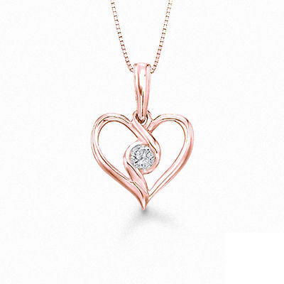 Sirena™ 0.10 CT. Diamond Solitaire Heart Pendant in 10K Rose Gold