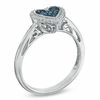 0.13 CT. T.W. Enhanced Blue and White Diamond Frame Heart-Shaped Ring in Sterling Silver