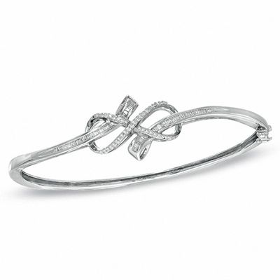 0.33 CT. T.W. Diamond Infinity Knot Bangle in Sterling Silver