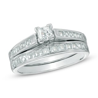 1.00 CT. T.W. Princess-Cut Diamond Bridal Set in 14K White Gold