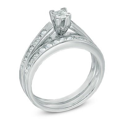 1.00 CT. T.W. Princess-Cut Diamond Bridal Set in 14K White Gold