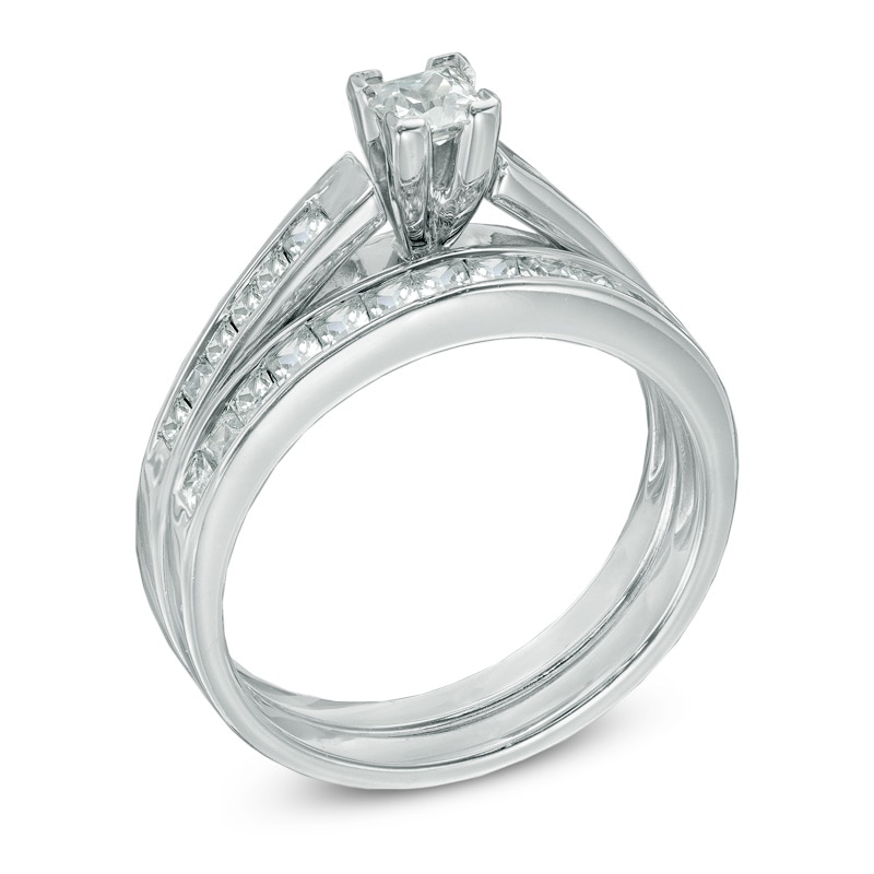 1.00 CT. T.W. Princess-Cut Diamond Bridal Set in 14K White Gold