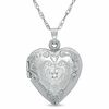 Diamond Accent Floral Heart Locket in 10K White Gold