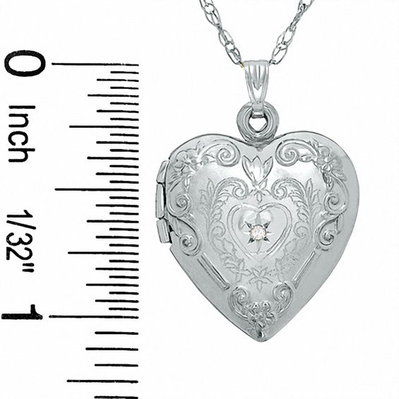 Diamond Accent Floral Heart Locket in 10K White Gold