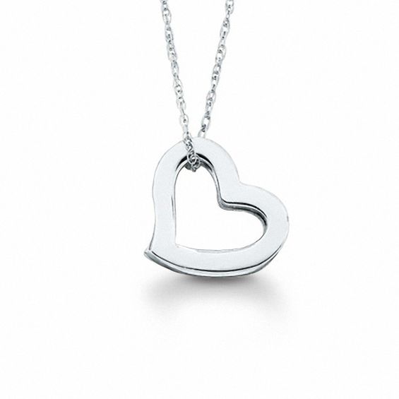 Floating Heart Pendant in 10K White Gold