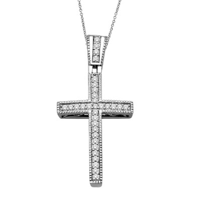 0.10 CT. T.W. Diamond Cross Pendant in Sterling Silver