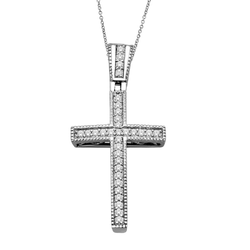 0.10 CT. T.W. Diamond Cross Pendant in Sterling Silver|Peoples Jewellers