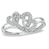 Thumbnail Image 0 of 0.10 CT. T.W. Diamond Triple Heart Promise Ring in Sterling Silver