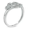 Thumbnail Image 1 of 0.10 CT. T.W. Diamond Triple Heart Promise Ring in Sterling Silver