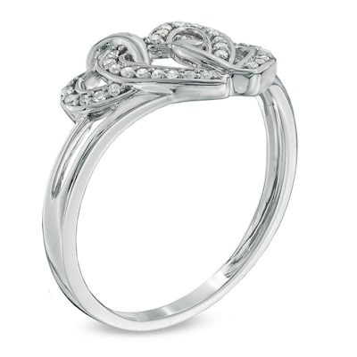 0.10 CT. T.W. Diamond Triple Heart Promise Ring in Sterling Silver