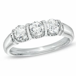 1.00 CT. T.W. Diamond Three Stone Ring in 14K White Gold