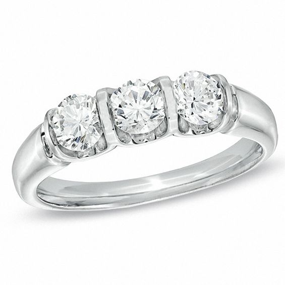 1.00 CT. T.W. Diamond Three Stone Ring in 14K White Gold