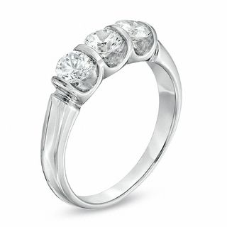 1.00 CT. T.W. Diamond Three Stone Ring in 14K White Gold