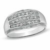 Men's 0.33 CT. T.W. Diamond Three Row Comfort Fit Anniversary Band in 10K White Gold