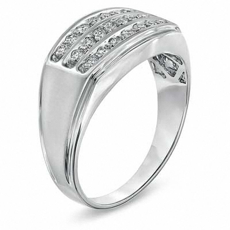 Men's 0.33 CT. T.W. Diamond Three Row Comfort Fit Anniversary Band in 10K White Gold|Peoples Jewellers