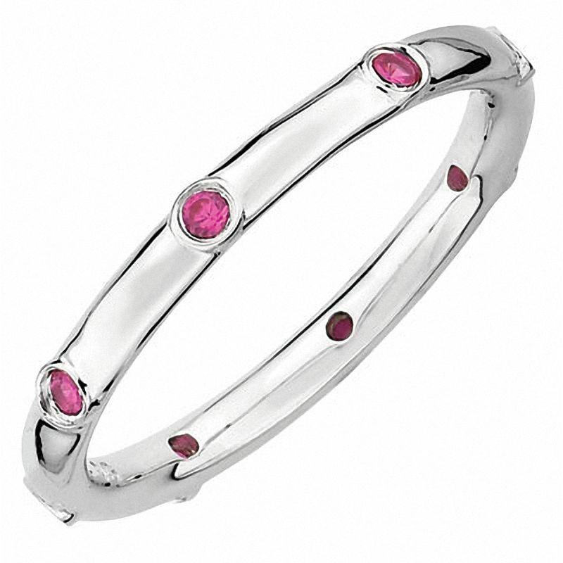 Stackable Expressions™ Lab-Created Ruby Station Ring in Sterling Silver|Peoples Jewellers