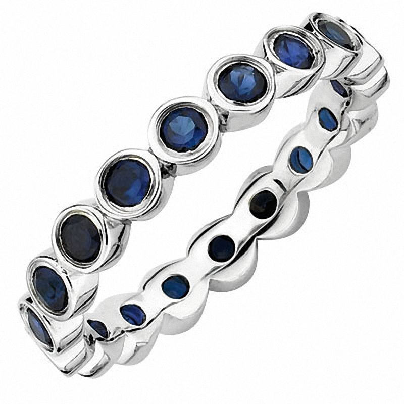 Stackable Expressions™ Lab-Created Blue Sapphire Eternity Ring in Sterling Silver