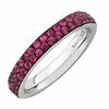 Thumbnail Image 1 of Stackable Expressions™ Lab-Created Ruby Two Row Eternity Ring in Sterling Silver