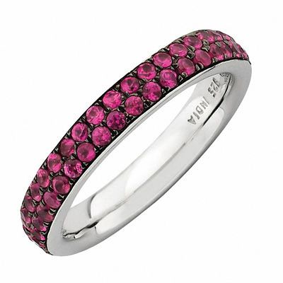 Stackable Expressions™ Lab-Created Ruby Two Row Eternity Ring in Sterling Silver