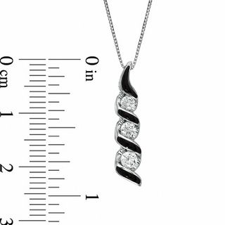 Sirena™ Black Eyes  0.25 CT. Diamond Three Stone Pendant in 14K White Gold with Black Enamel