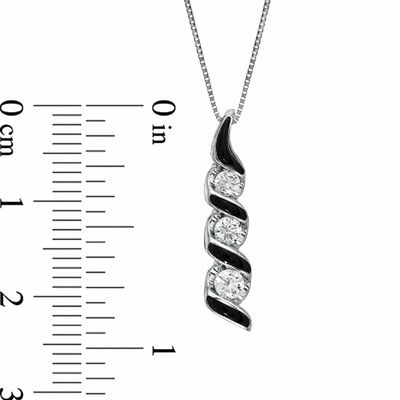 Sirena™ Black Eyes  0.25 CT. Diamond Three Stone Pendant in 14K White Gold with Black Enamel