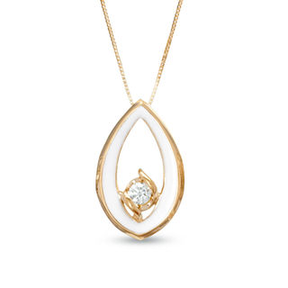 Sirena™ 0.14 CT. Diamond Solitaire Pendant in 14K Gold with White Enamel