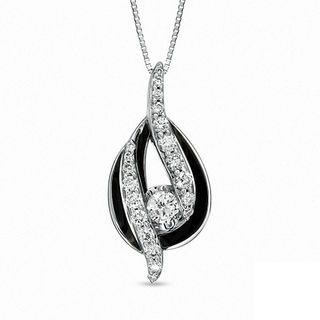 Sirena™ Black Eyes 0.60 CT. T.W. Diamond Pendant in 14K White Gold with Black Enamel