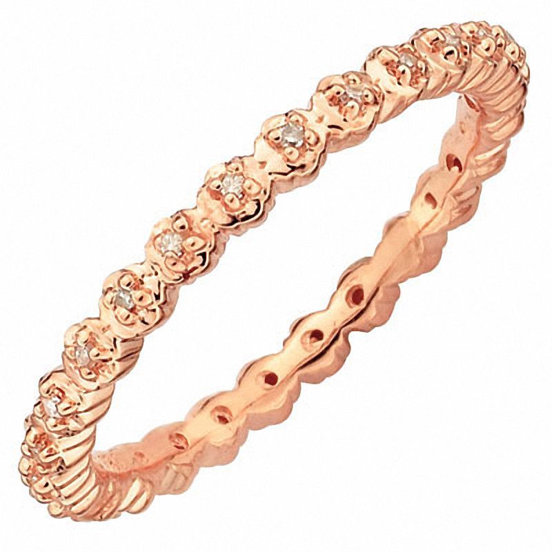 Main Image 1 of Stackable Expressions™ Diamond Accent Ring in Sterling Silver with 18K Rose Gold Plate