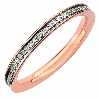 Stackable Expressions™ 0.17 CT. T.W. Diamond Eternity Ring in Sterling Silver with 18K Rose Gold Plate