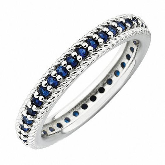 Stackable Expressions™ Lab-Created Blue Sapphire Eternity Ring in Sterling Silver