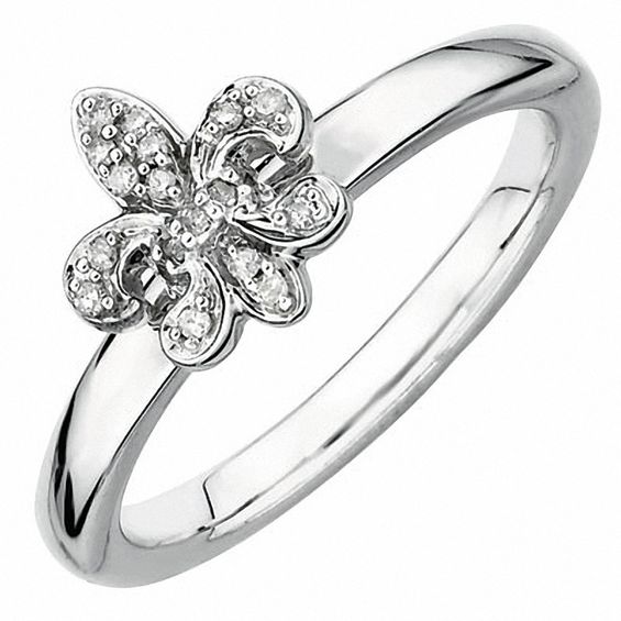 Stackable Expressions™ Diamond Accent Fleur-De-Lis Ring in Sterling Silver